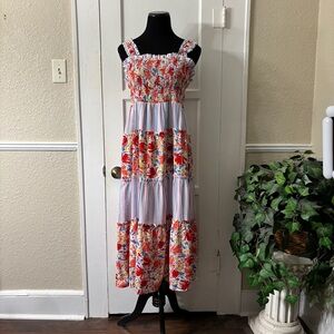 Umgee USA Vibrant Multi Stripe Mixed Print Sun Dress